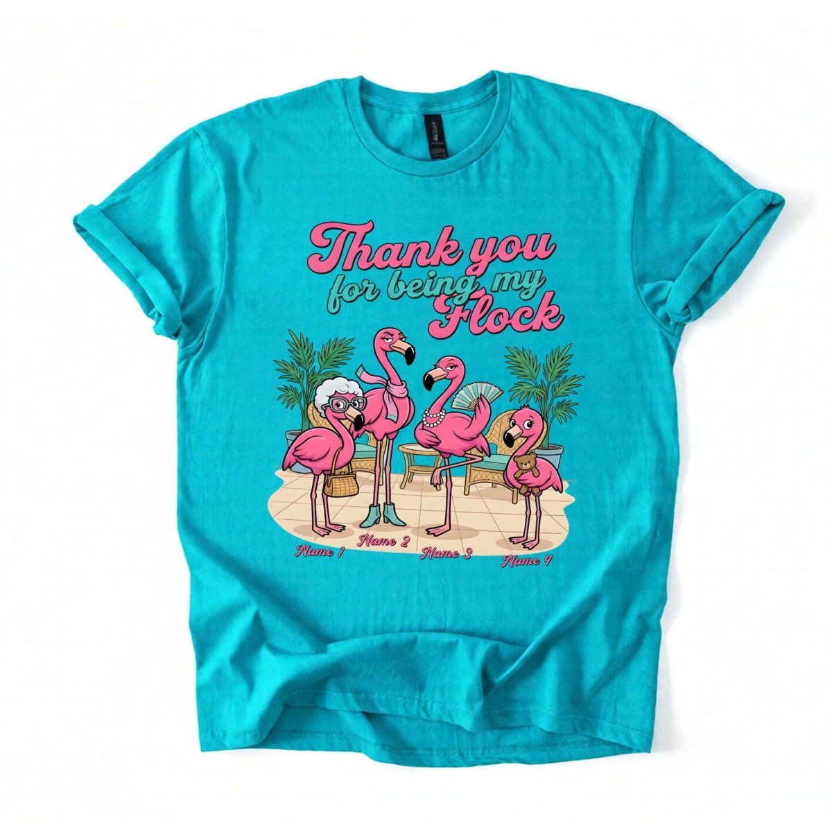 Personalized "Thank You For Being My Flock" T-Shirt - Custom Name Flamingo Friendship Gift - FlamingoAholic