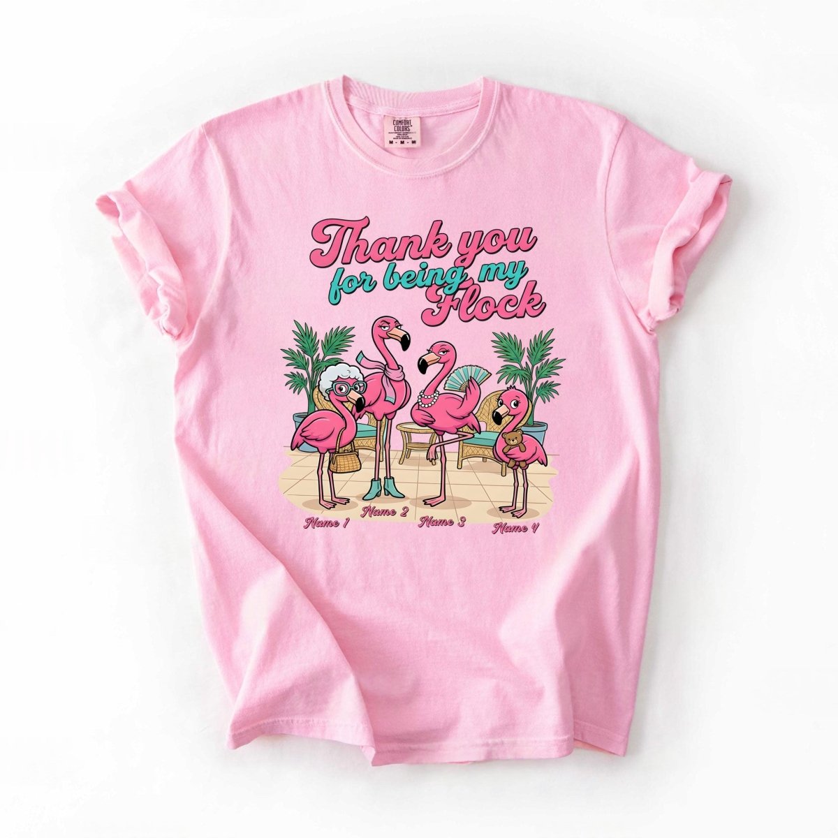 Personalized "Thank You For Being My Flock" T-Shirt - Custom Name Flamingo Friendship Gift - FlamingoAholic