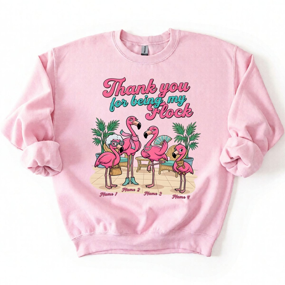 Personalized "Thank You For Being My Flock" T-Shirt - Custom Name Flamingo Friendship Gift - FlamingoAholic