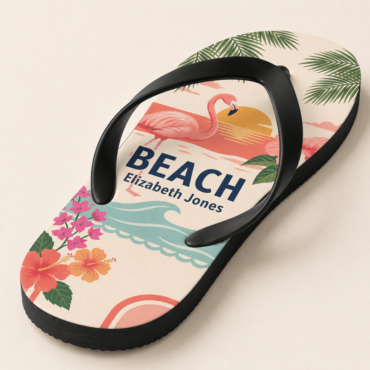 Personalized Together Flamingo Flip Flops for Couples | Custom Beach Vacation Sandals | Romantic Tropical Gift - FlamingoAholic