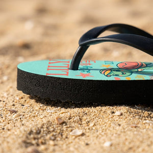 Personalized Turtle Turquoise Flip Flops - Custom Name Kids Summer Beach Sandals Gift - FlamingoAholic