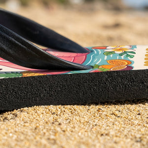 Personalized Vintage Flamingo Flip Flops - Custom Name Retro Beach Summer Sandals - FlamingoAholic
