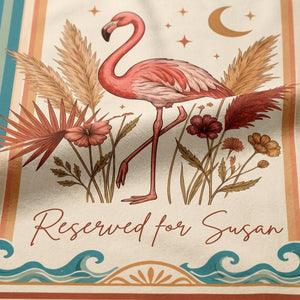 Personalized Wild & Free Boho Flamingo Reserved For Custom Beach Towel - FlamingoAholic