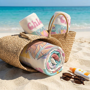 Personalized Zen Beach Sloth Towel - Chill Tropical Animal Custom Name Summer Vacation Gift - FlamingoAholic