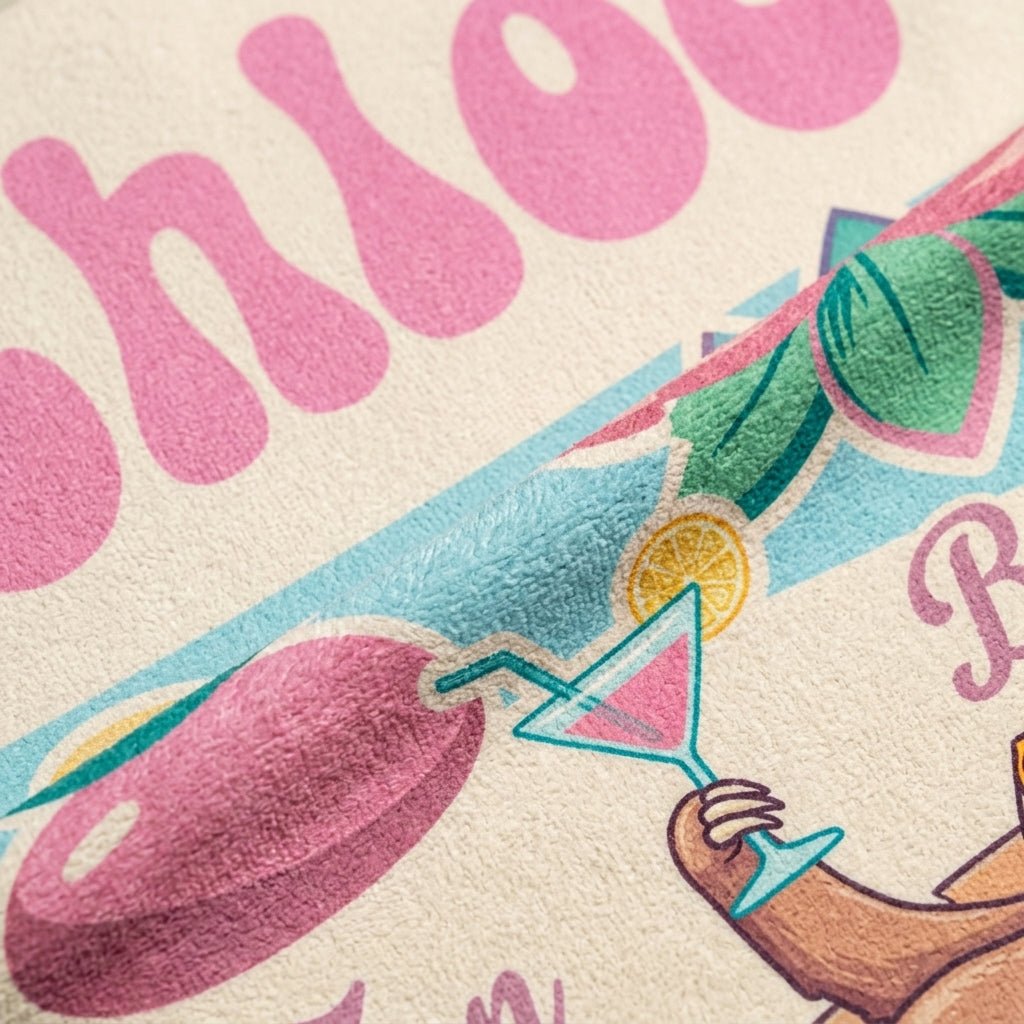Personalized Zen Beach Sloth Towel - Chill Tropical Animal Custom Name Summer Vacation Gift - FlamingoAholic