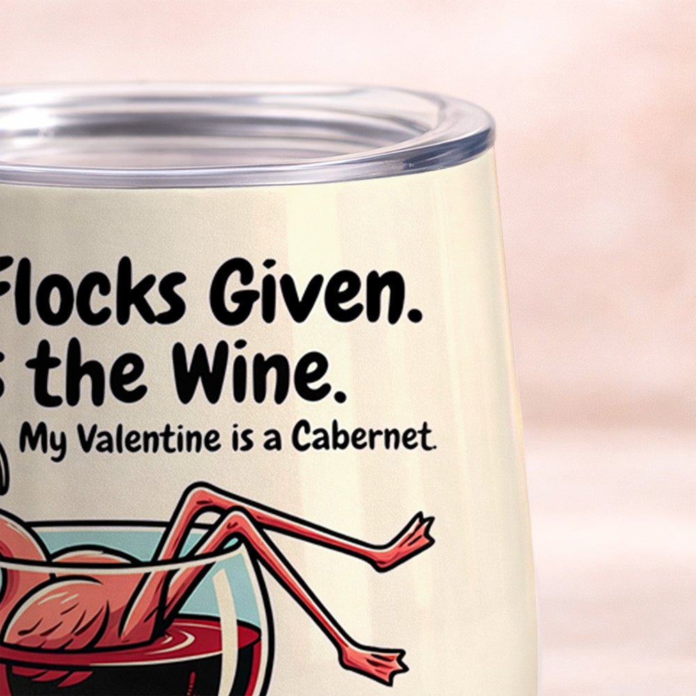 Personalized "Zero Flocks Given" Flamingo Wine Tumbler - Insulated & Funny Wine Lover Gift - FlamingoAholic