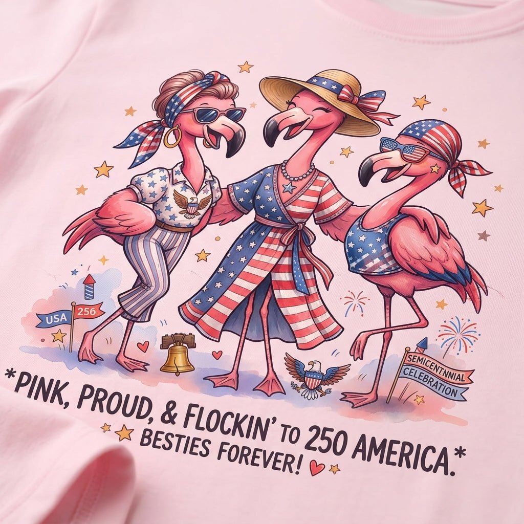 Pink, Proud, & Flockin' to 250 America Besties Forever Shirt - FlamingoAholic