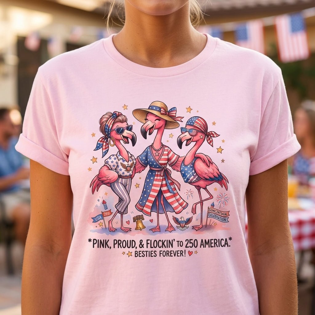 Pink, Proud, & Flockin' to 250 America Besties Forever Shirt - FlamingoAholic