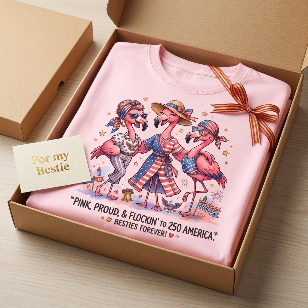 Pink, Proud, & Flockin' to 250 America Besties Forever Shirt - FlamingoAholic