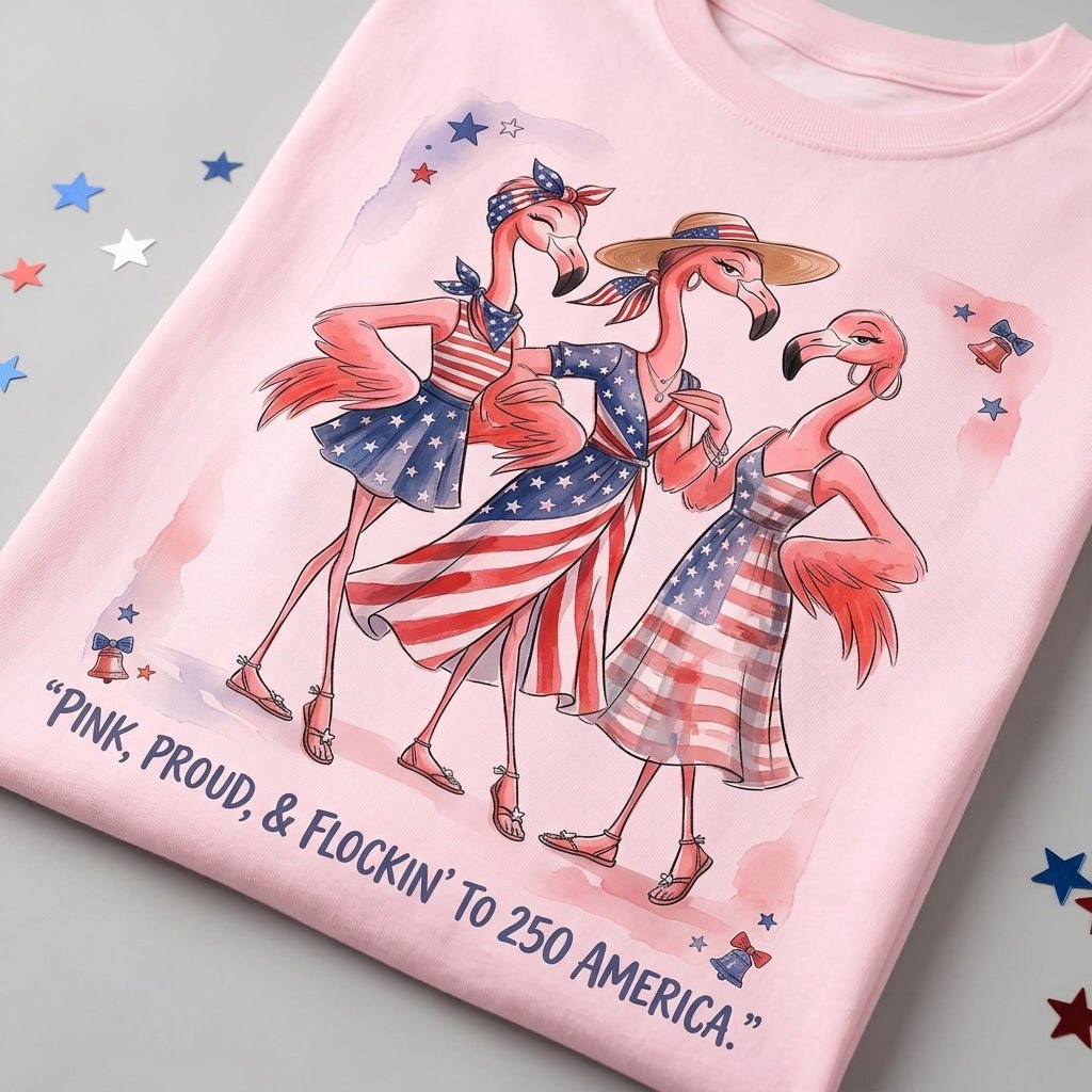 Pink, Proud, & Flockin' to 250 America Besties Shirt - FlamingoAholic