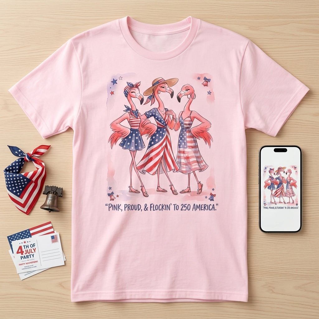 Pink, Proud, & Flockin' to 250 America Besties Shirt - FlamingoAholic