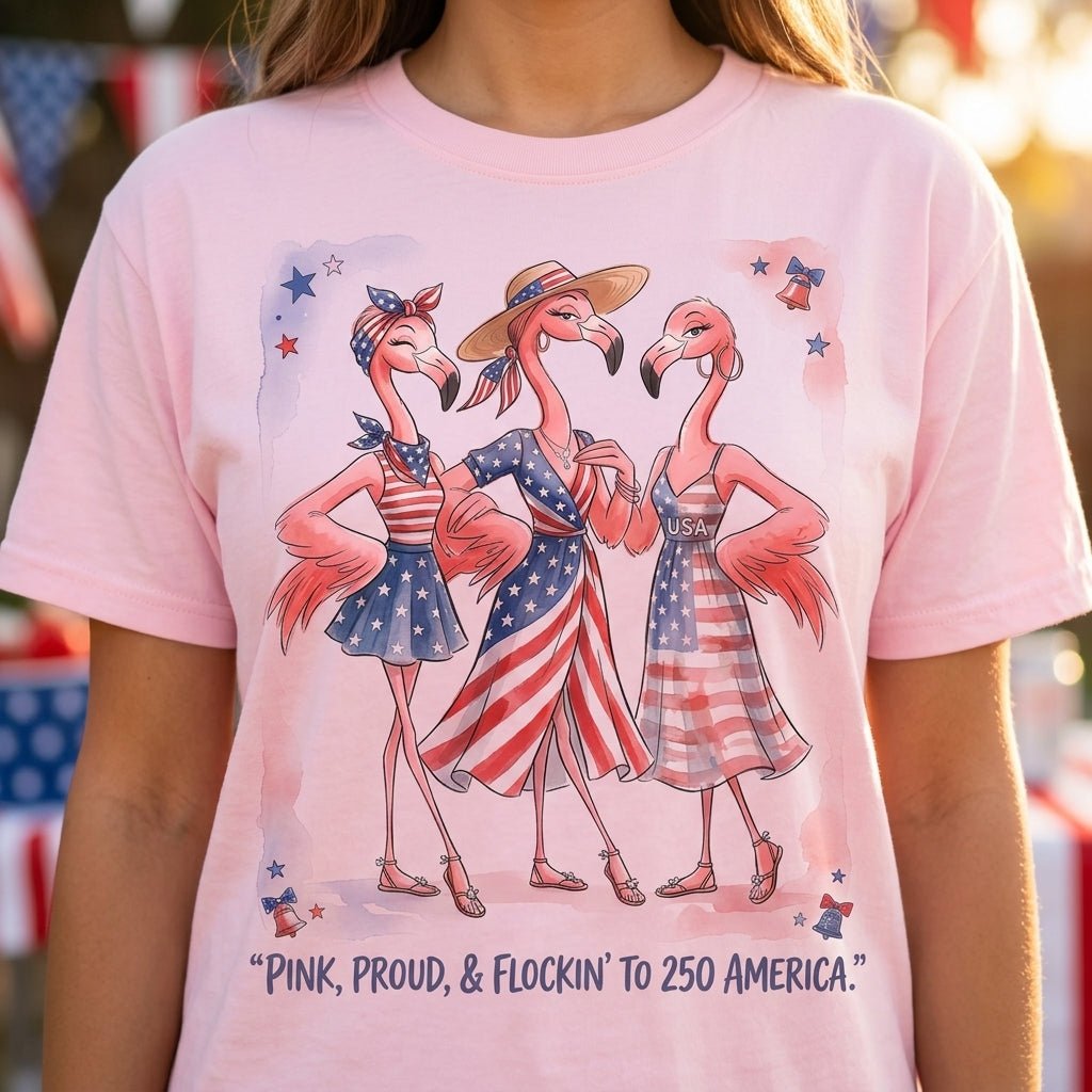 Pink, Proud, & Flockin' to 250 America Besties Shirt - FlamingoAholic