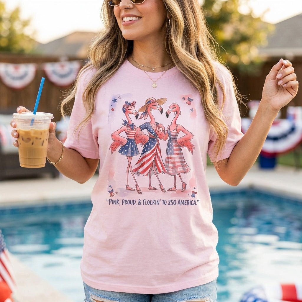 Pink, Proud, & Flockin' to 250 America Besties Shirt - FlamingoAholic