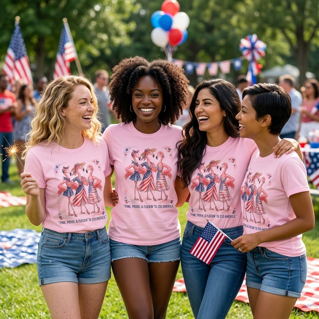 Pink, Proud, & Flockin' to 250 America Besties Shirt - FlamingoAholic