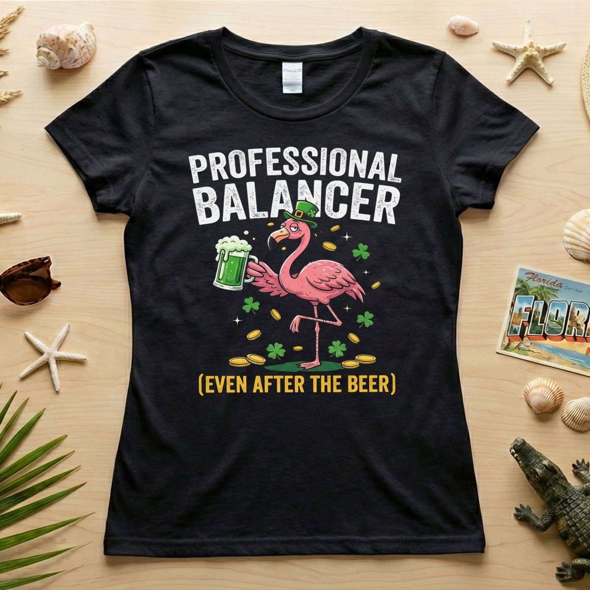 Professional Balancer Even After Beer Flamingo St. Patrick's Day T-Shirt - Funny Irish Pub Crawl Tee - FlamingoAholic