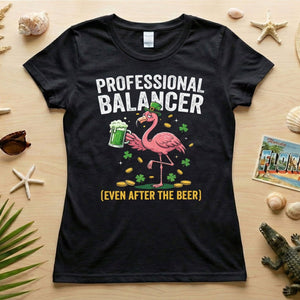 Professional Balancer Even After Beer Flamingo St. Patrick's Day T-Shirt - Funny Irish Pub Crawl Tee - FlamingoAholic