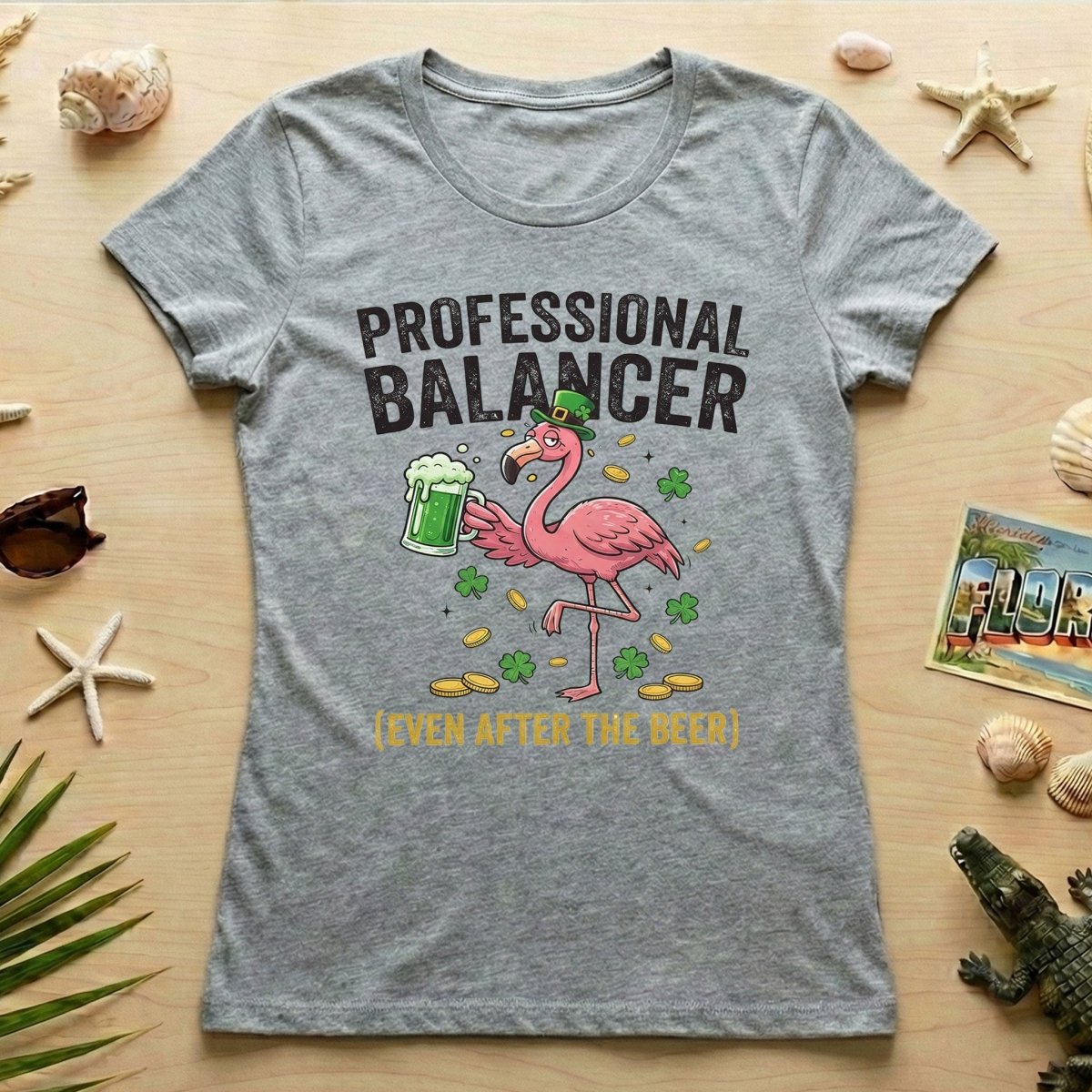 Professional Balancer Even After Beer Flamingo St. Patrick's Day T-Shirt - Funny Irish Pub Crawl Tee - FlamingoAholic