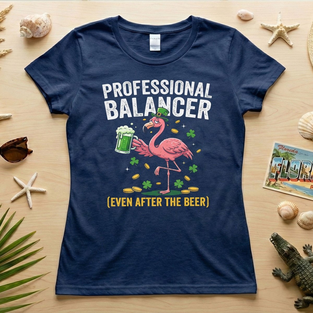Professional Balancer Even After Beer Flamingo St. Patrick's Day T-Shirt - Funny Irish Pub Crawl Tee - FlamingoAholic