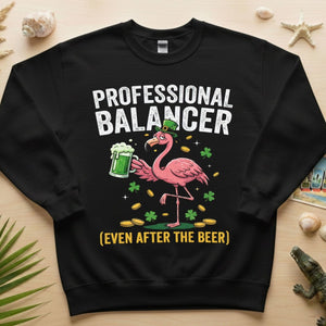 Professional Balancer Even After Beer Flamingo St. Patrick's Day T-Shirt - Funny Irish Pub Crawl Tee - FlamingoAholic