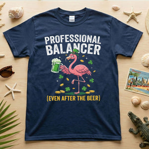 Professional Balancer Even After Beer Flamingo St. Patrick's Day T-Shirt - Funny Irish Pub Crawl Tee - FlamingoAholic