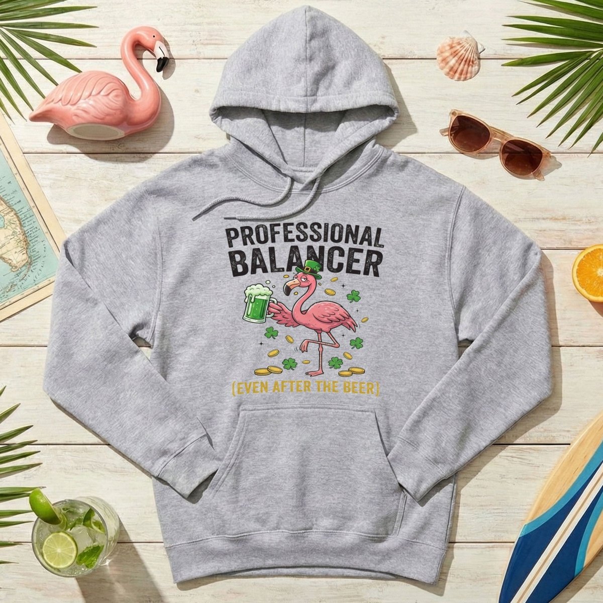 Professional Balancer Even After Beer Flamingo St. Patrick's Day T-Shirt - Funny Irish Pub Crawl Tee - FlamingoAholic