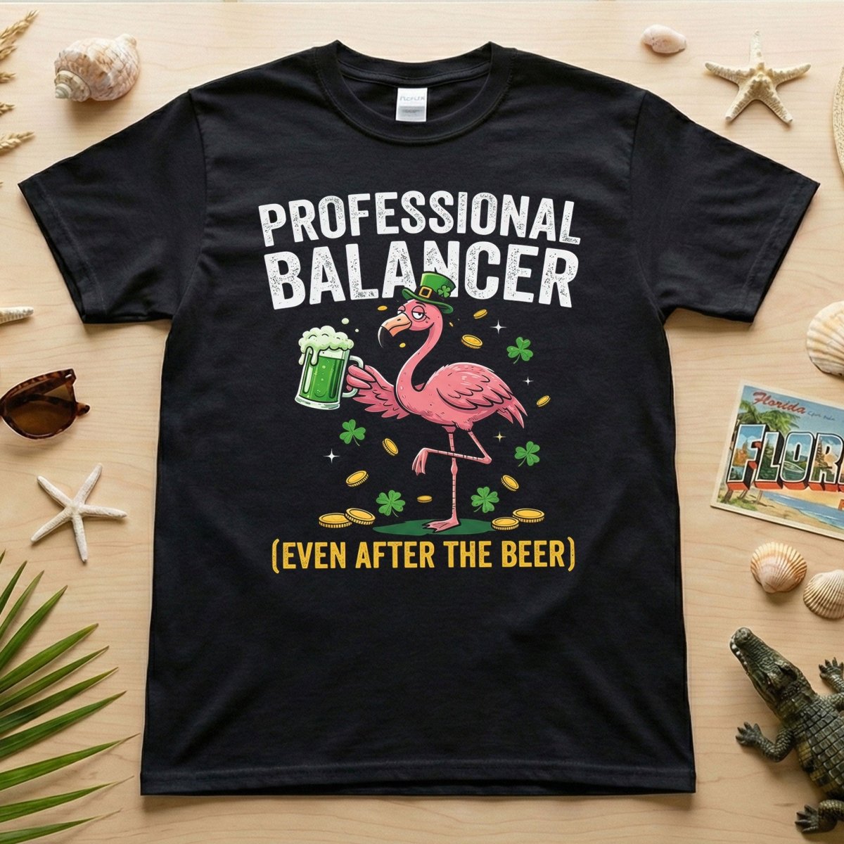 Professional Balancer Even After Beer Flamingo St. Patrick's Day T-Shirt - Funny Irish Pub Crawl Tee - FlamingoAholic