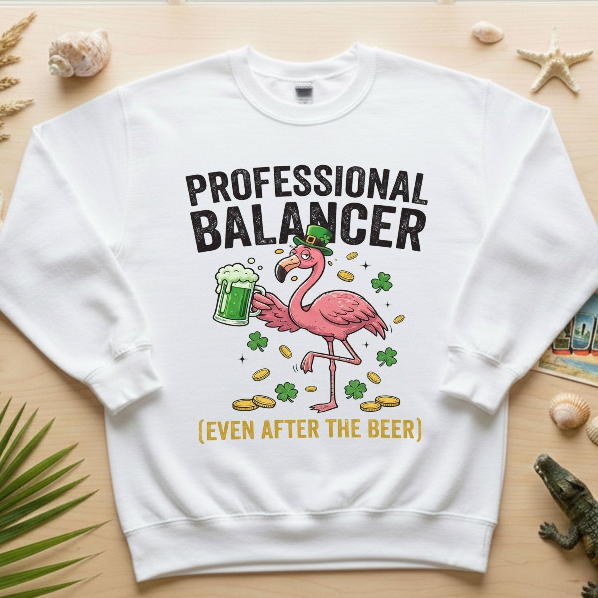 Professional Balancer Even After Beer Flamingo St. Patrick's Day T-Shirt - Funny Irish Pub Crawl Tee - FlamingoAholic