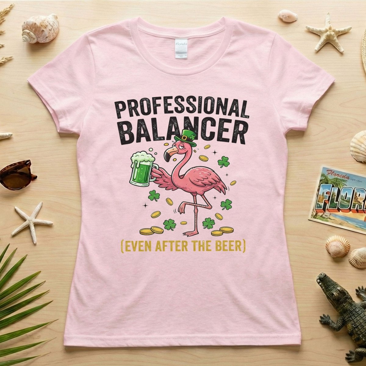 Professional Balancer Even After Beer Flamingo St. Patrick's Day T-Shirt - Funny Irish Pub Crawl Tee - FlamingoAholic