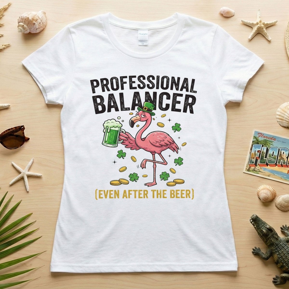 Professional Balancer Even After Beer Flamingo St. Patrick's Day T-Shirt - Funny Irish Pub Crawl Tee - FlamingoAholic