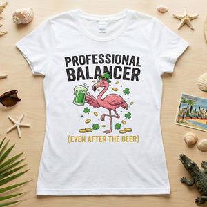 Professional Balancer Even After Beer Flamingo St. Patrick's Day T-Shirt - Funny Irish Pub Crawl Tee - FlamingoAholic