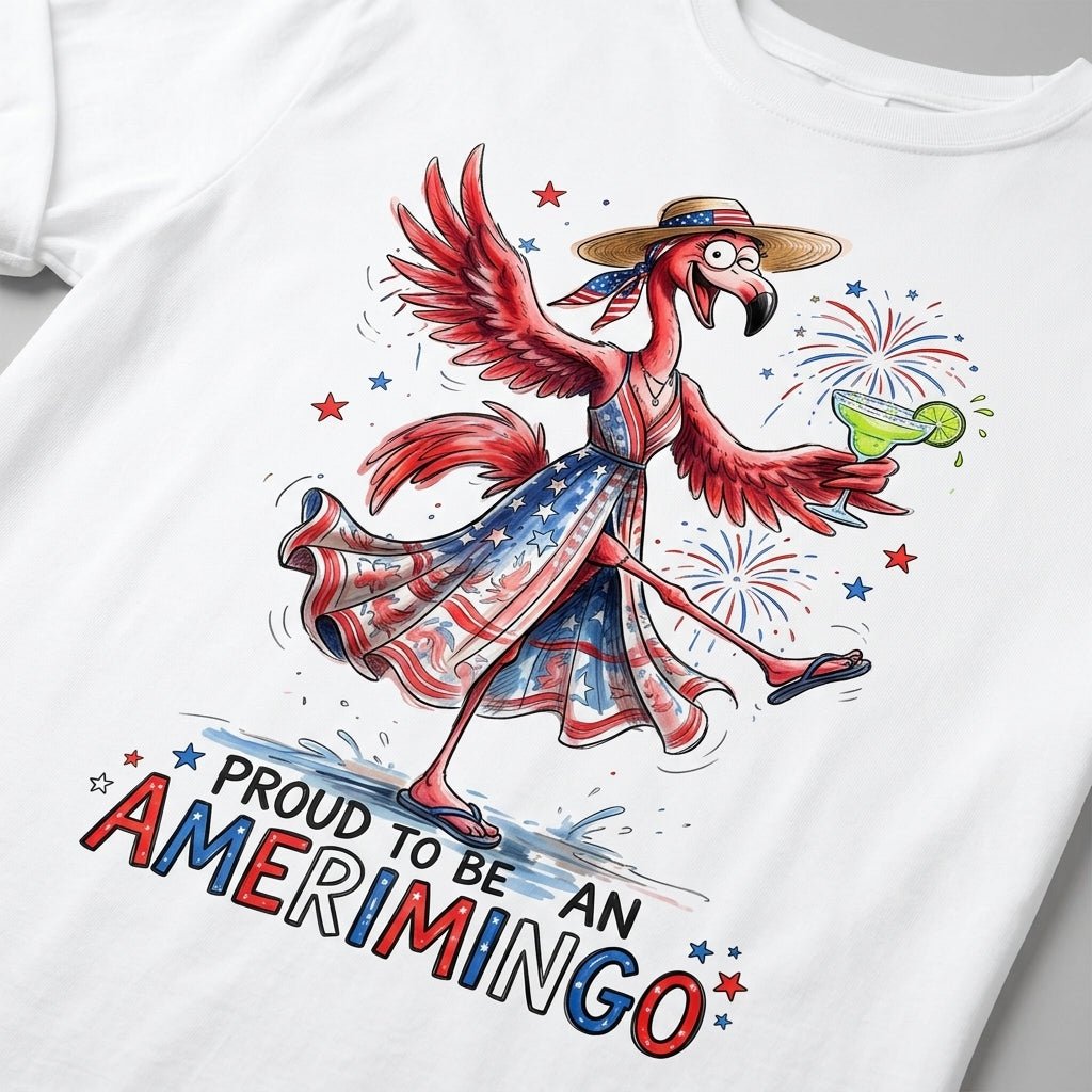 Proud to be an Amerimingo Party Flamingo July 4th Shirt - FlamingoAholic