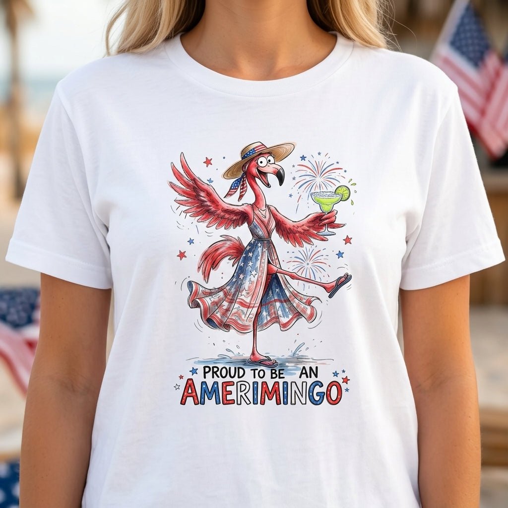 Proud to be an Amerimingo Party Flamingo July 4th Shirt - FlamingoAholic