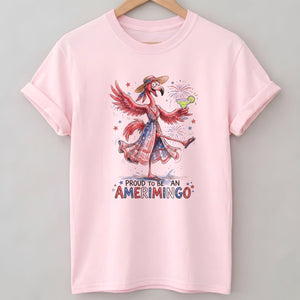 Proud to be an Amerimingo Party Flamingo July 4th Shirt - FlamingoAholic