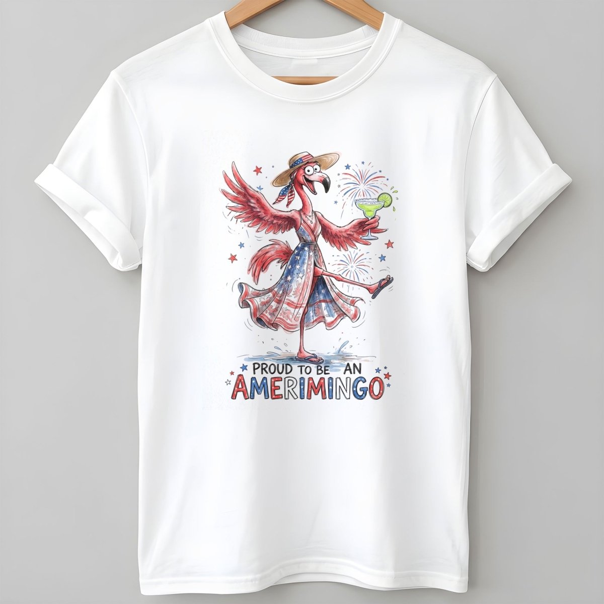 Proud to be an Amerimingo Party Flamingo July 4th Shirt - FlamingoAholic
