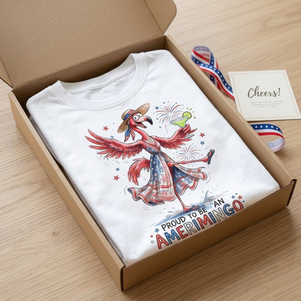 Proud to be an Amerimingo Party Flamingo July 4th Shirt - FlamingoAholic