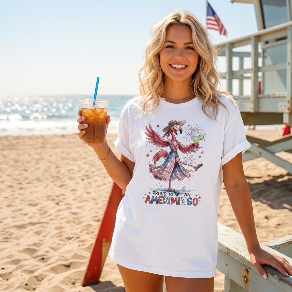 Proud to be an Amerimingo Party Flamingo July 4th Shirt - FlamingoAholic