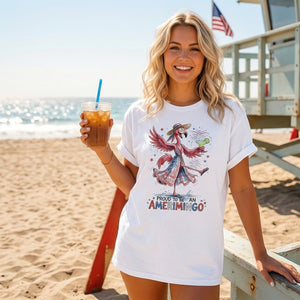 Proud to be an Amerimingo Party Flamingo July 4th Shirt - FlamingoAholic