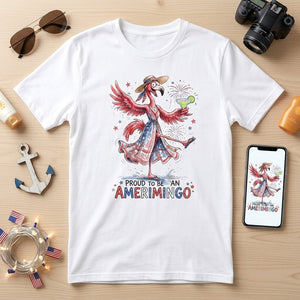 Proud to be an Amerimingo Party Flamingo July 4th Shirt - FlamingoAholic