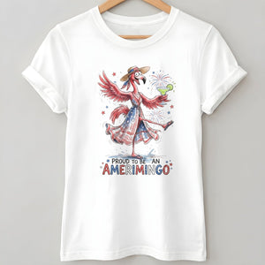 Proud to be an Amerimingo Party Flamingo July 4th Shirt - FlamingoAholic