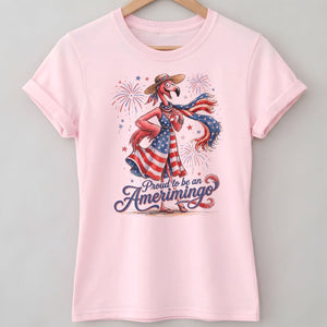 Proud to be an Amerimingo Patriotic Flamingo July 4th Shirt - FlamingoAholic