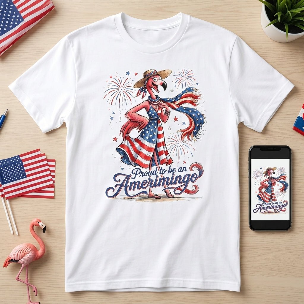 Proud to be an Amerimingo Patriotic Flamingo July 4th Shirt - FlamingoAholic