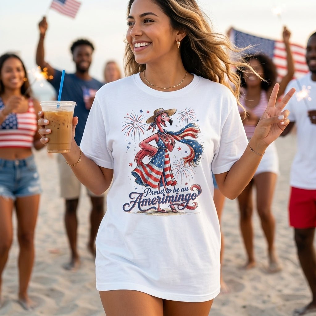 Proud to be an Amerimingo Patriotic Flamingo July 4th Shirt - FlamingoAholic