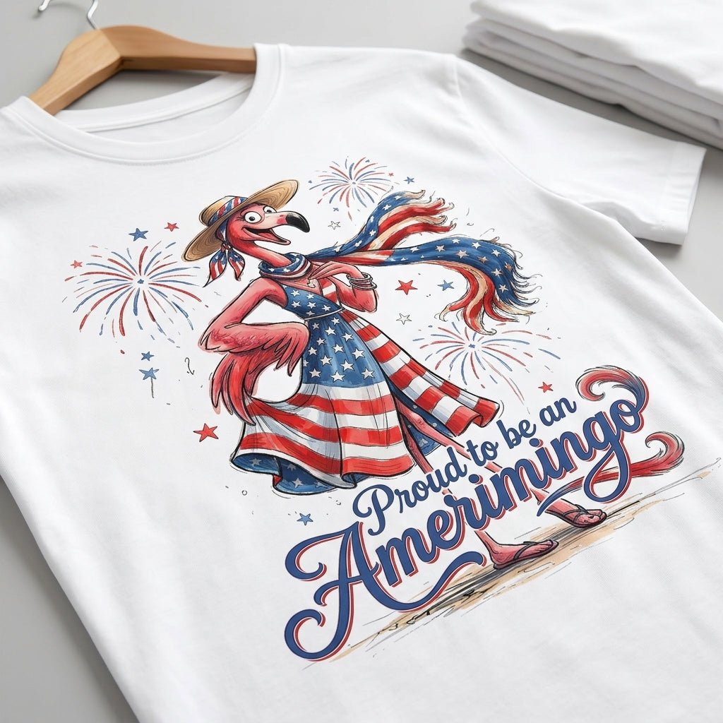 Proud to be an Amerimingo Patriotic Flamingo July 4th Shirt - FlamingoAholic