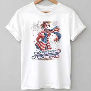 Proud to be an Amerimingo Patriotic Flamingo July 4th Shirt - FlamingoAholic
