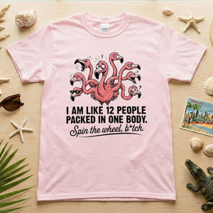 Quirky 12 - in - 1 Personality Flamingo T-Shirt - Sarcastic Quote Tee for Women - FlamingoAholic