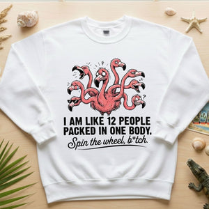 Quirky 12 - in - 1 Personality Flamingo T-Shirt - Sarcastic Quote Tee for Women - FlamingoAholic