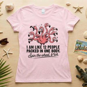 Quirky 12 - in - 1 Personality Flamingo T-Shirt - Sarcastic Quote Tee for Women - FlamingoAholic