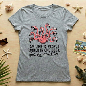 Quirky 12 - in - 1 Personality Flamingo T-Shirt - Sarcastic Quote Tee for Women - FlamingoAholic