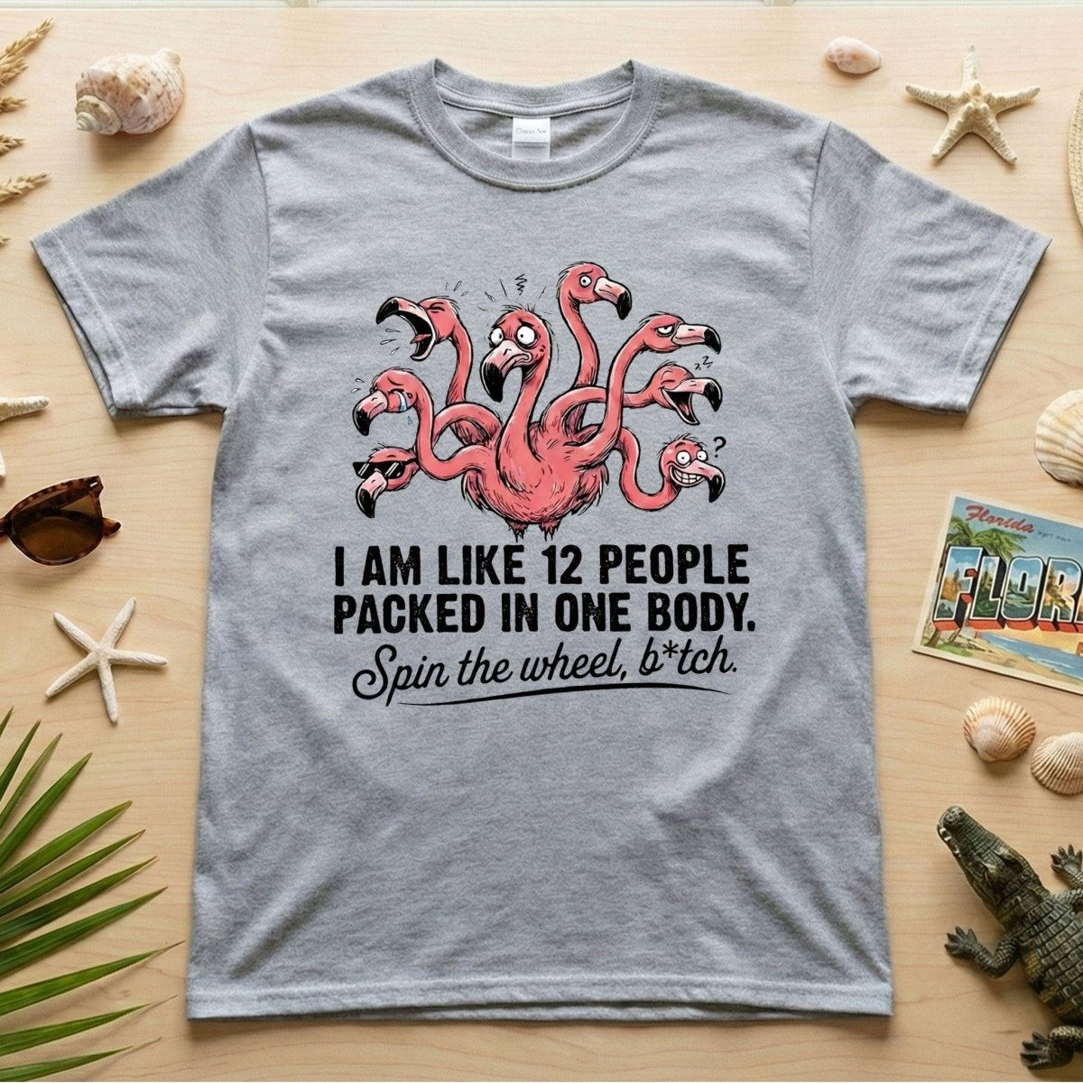 Quirky 12 - in - 1 Personality Flamingo T-Shirt - Sarcastic Quote Tee for Women - FlamingoAholic