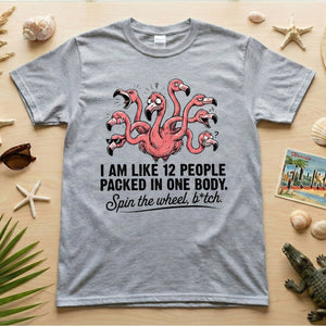 Quirky 12 - in - 1 Personality Flamingo T-Shirt - Sarcastic Quote Tee for Women - FlamingoAholic